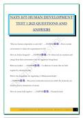 NATS 1675 HUMAN DEVELOPMENT TEST 1 2025 QUESTIONS AND ANSWERS