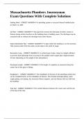 Massachusetts Plumbers Journeyman Exam Questions With Complete Solutions