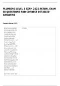 PLUMBING LEVEL 3 EXAM 2025 ACTUAL EXAM 60 QUESTIONS AND CORRECT DETAILED ANSWERS 