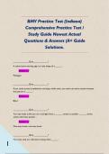 BMV Practice Test &lpar;Indiana&rpar; Comprehensive Practice Test &sol; Study Guide Newest Actual Questions & Answers &lpar;A&plus; Guide Solutions&period; 