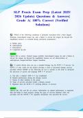 SLP Praxis Exam Prep &lpar;Latest 2025&sol; 2026 Update&rpar; Questions & Answers&vert; Grade A&vert; 100&percnt; Correct &lpar;Verified Solutions&rpar;