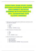 CISSN FINAL EXAM STUDY GUIDE  2025&sol;2026 ACCURATE QUESTIONS  AND CORRECT DETAILED  ANSWERS WITH RATIONALES &vert;&vert;  100&percnt; GUARANTEED PASS  <LATEST VERSION> 