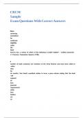 CRCM Sample Exam Questions With Correct Answers