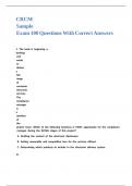 CRCM Sample Exam 100 Questions With Correct Answers 