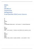 PHHA 430 &lpar;Healthcare Organization Management&rpar; Exam Questions With Correct Answers