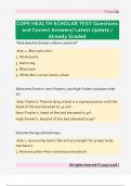 COPE HEALTH SCHOLAR TEST Questions  and Correct Answers&sol; Latest Update &sol;  Already Graded