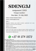 SDENG3J Assignment 2 &lpar;100&percnt; ANSWERS&rpar; 2025 - DUE 21 July 2025