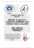 SED2601 Assignment 3 &lpar;COMPLETE ANSWERS&rpar; 2025 &lpar;209622&rpar;- DUE 23 July 2025&semi; 100&percnt; TRUSTED Complete&comma; trusted solutions and explanations