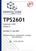 TPS2601 Assignment 3 &lpar;DETAILED ANSWERS&rpar; 2025 - DISTINCTION GUARANTEED