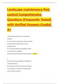 Landscape maintenance Pest control Comprehensive Questions &lpar;Frequently Tested&rpar; with Verified Answers Graded A&plus;