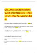QAL License Comprehensive Questions &lpar;Frequently Tested&rpar; with Verified Answers Graded A&plus;