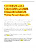 California QAL Class B Comprehensive Questions &lpar;Frequently Tested&rpar; with Verified Answers Graded A&plus;