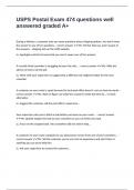 USPS Postal Exam 474 questions well answered graded A&plus;