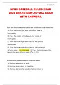 NFHS BASEBALL RULES EXAM  2025 BRAND NEW ACTUAL EXAM  WITH ANSWERS&period;