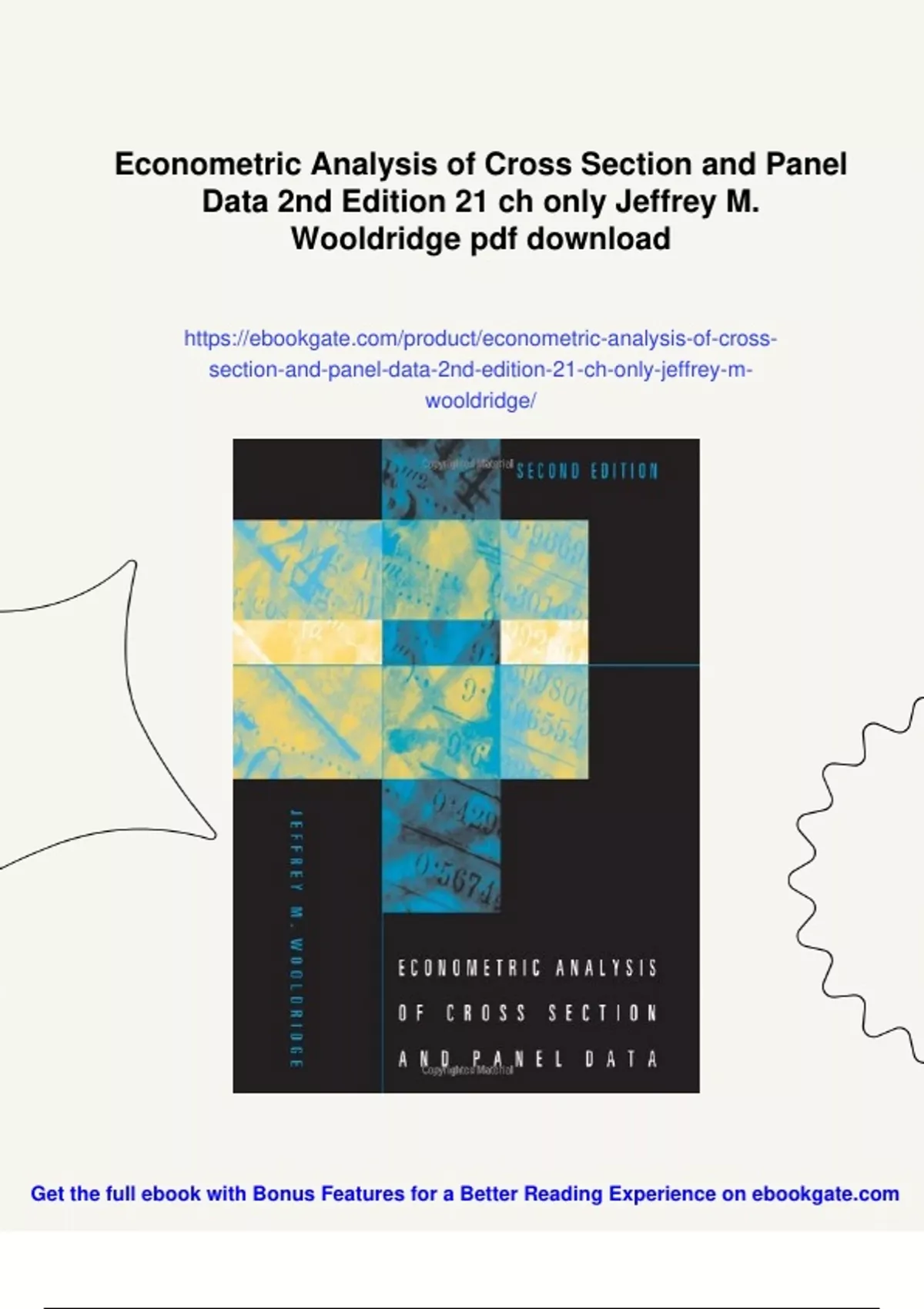 Summary Econometric Analysis of Cross Section and Panel Data 2nd ...