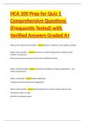 HCA 100 Prep for Quiz 1 Comprehensive Questions &lpar;Frequently Tested&rpar; with Verified Answers Graded A&plus;