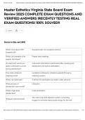 Master Esthetics Virginia State Board Exam Review 2025 COMPLETE EXAM QUESTIONS AND VERIFIED ANSWERS &vert;RECENTLY TESTING REAL EXAM QUESTIONS&vert; 100&percnt; SOLVED&excl;&excl;