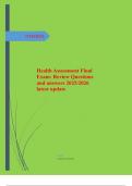 Health Assessment Final Exam&colon; Review Questions and answers 2025&sol;2026 latest update
