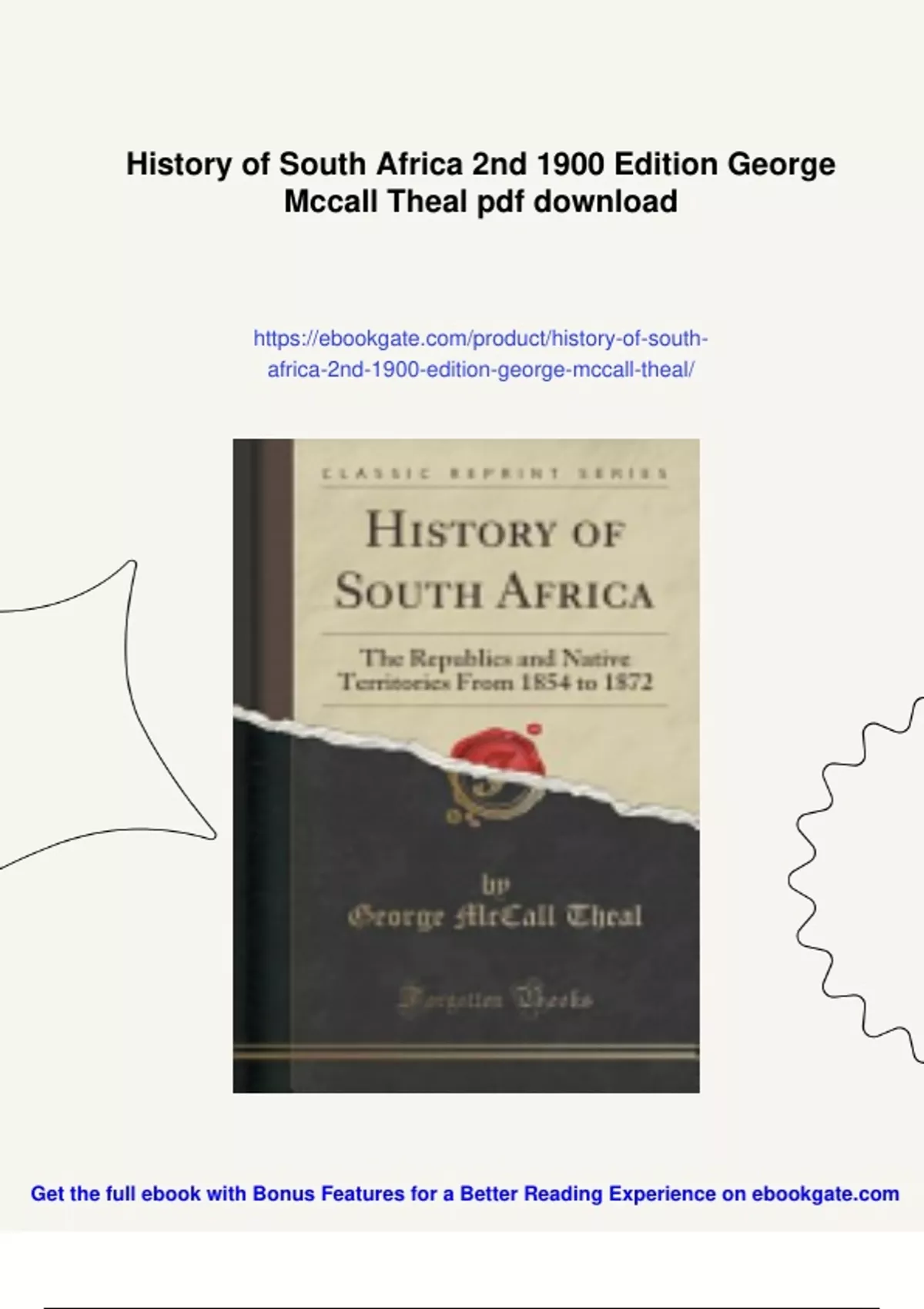 Summary History of South Africa 2nd 1900 Edition George Mccall Theal ...