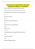 PAPA EXAM 4 QUESTIONS AND 100&percnt; VERIFIED CORRECT ANSWERS&excl;&excl;