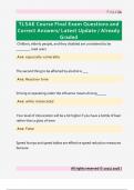 TLSAE Course Final Exam Questions and  Correct Answers&sol; Latest Update &sol; Already  Graded 