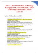 WGU C954 Information Technology Management Exam 2025&sol;2026 &ndash; 100&percnt; Verified Questions and Correct Answers