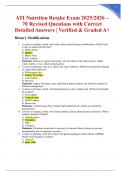 ATI Nutrition Retake Exam 2025&sol;2026 &ndash; 70 Revised Questions with Correct Detailed Answers &vert; Verified & Graded A&plus;