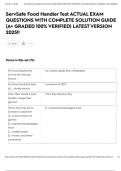 ServSafe Food Handler Test ACTUAL EXAM QUESTIONS WITH COMPLETE SOLUTION GUIDE &lpar;A&plus; GRADED 100&percnt; VERIFIED&rpar; LATEST VERSION 2025&excl;&excl;