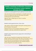 Health Coaching Certification Questions  and Correct Answers&sol; Latest Update &sol;  Already Graded