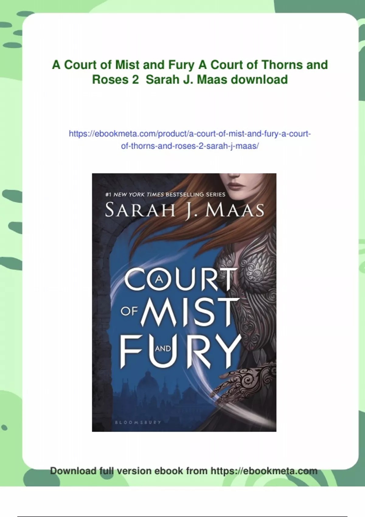 Summary A Court of Mist and Fury A Court of