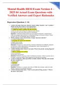 Mental Health HESI Exam Version 4 &ndash; 2025 84 Actual Exam Questions with Verified Answers and Expert Rationales