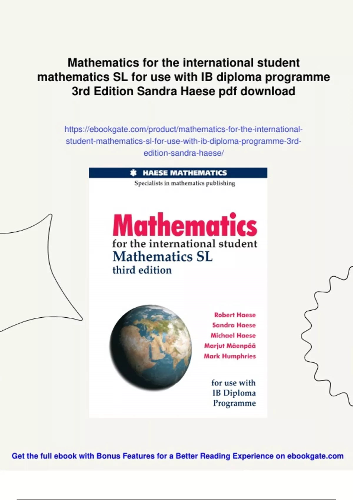 Summary Mathematics for the international student mathematics SL for ...