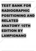 TEST BANK FOR RADIOGRAPHIC POSITIONING AND RELATED ANATOMY 10TH EDITION BY LAMPIGNANO