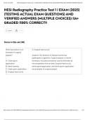 HESI Radiography Practice Test 1 &vert; EXAM &lpar;2025&rpar; &lpar;TESTING ACTUAL EXAM QUESTIONS&rpar; AND VERIFIED ANSWERS &lpar;MULTIPLE CHOICES&rpar; &vert;&vert;A&plus; GRADED &vert;100&percnt; CORRECT&excl;&excl;