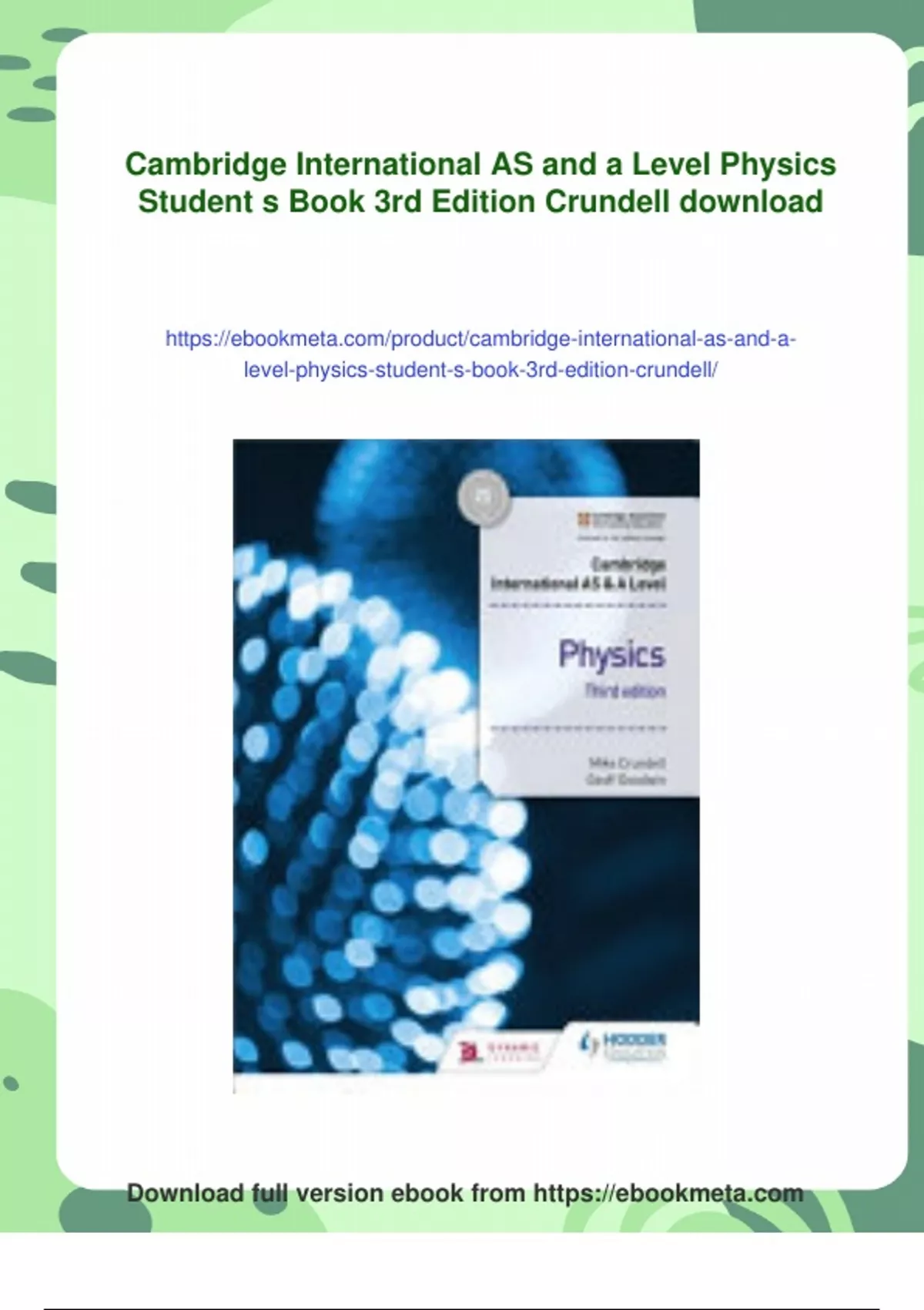 Summary Cambridge International AS and a Level Physics Student s Book ...