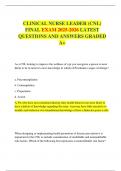 CLINICAL NURSE LEADER &lpar;CNL&rpar;  FINAL EXAM 2025-2026 LATEST QUESTIONS AND ANSWERS GRADED A&plus;