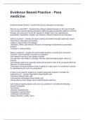 Evidence Based Practice - Para medicine Questions and Answers