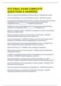 OTF FINAL EXAM COMPLETE QUESTIONS & ANSWERS