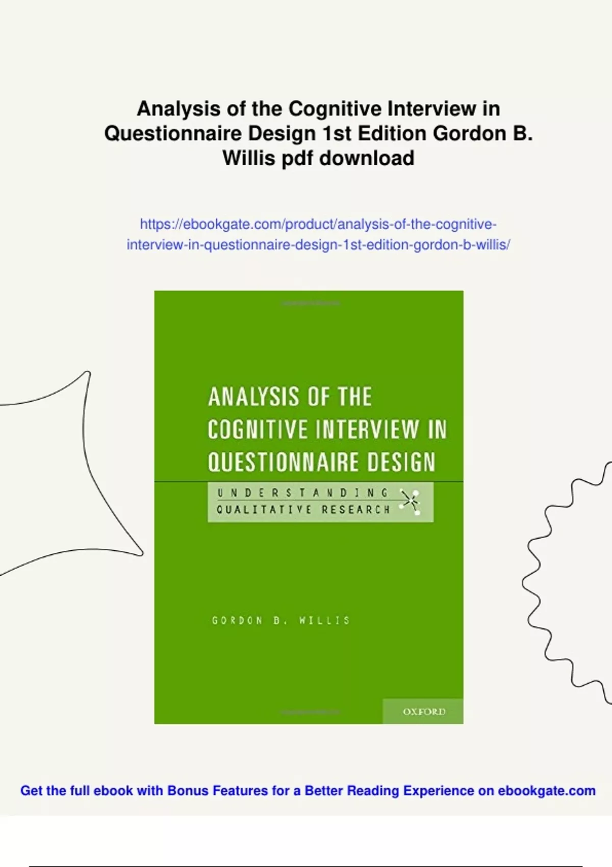 Cogitive Interview Summary Analysis of the Cognitive Interview in Questionnaire Design 1st ...