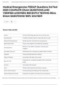 Medical Emergencies FISDAP Questions 3rd Test 2025 COMPLETE EXAM QUESTIONS AND VERIFIED ANSWERS &vert;RECENTLY TESTING REAL EXAM QUESTIONS&vert; 100&percnt; SOLVED&excl;&excl;