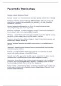 Paramedic Terminology Questions and Answers