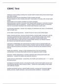 CBHC Test Questions and Answers
