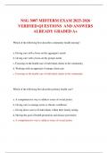 NSG 3007 MIDTERM EXAM 2025-2026 VERIFIED QUESTIONS  AND ANSWERS ALREADY GRADED A&plus;