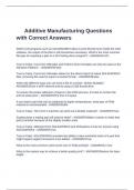 Additive Manufacturing Questions with Correct Answers