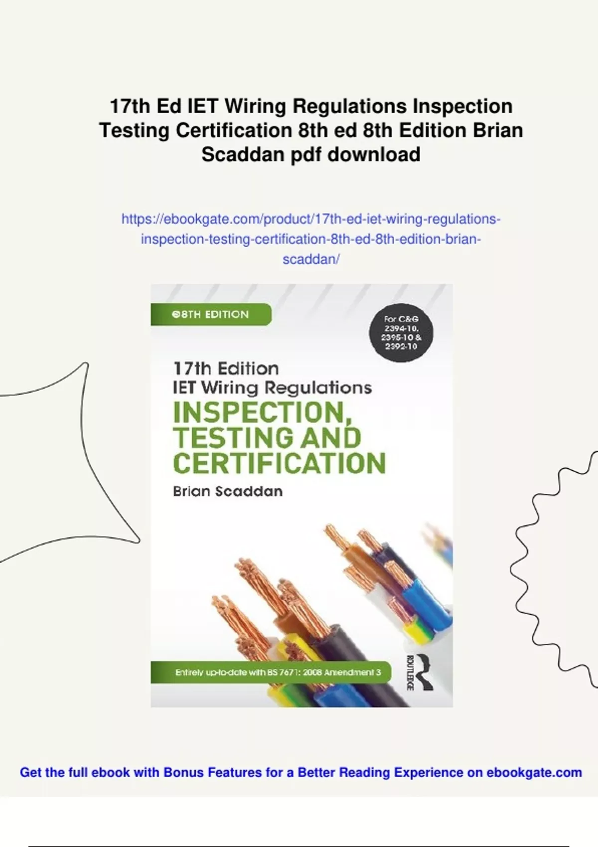 Summary 17th Ed IET Wiring Regulations Inspection Testing Certification ...
