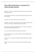 Post office &lpar;questions n answers&rpar; A&plus; rated already passed