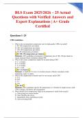 BLS Exam 2025&sol;2026 &ndash; 25 Actual Questions with Verified Answers and Expert Explanations &vert; A&plus; Grade Certified