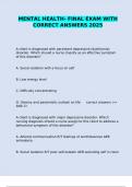 MENTAL HEALTH- FINAL EXAM WITH CORRECT ANSWERS 2025