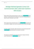 Michigan Pesticide Applicator License Core Commercial Exam 2025 &vert;Latest Exam Questions With Answers