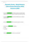 Dynamic Exam - Body Balance Latest Exam Questions With Answers 2025